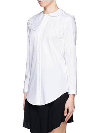 Front View - Click To Enlarge - CARVEN - Asymmetric collar poplin shirt