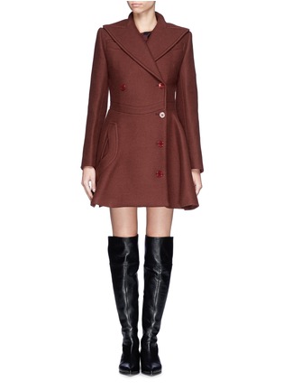 Main View - Click To Enlarge - CARVEN - Curve pocket cinch waist wool coat
