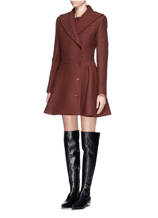 Figure View - Click To Enlarge - CARVEN - Curve pocket cinch waist wool coat