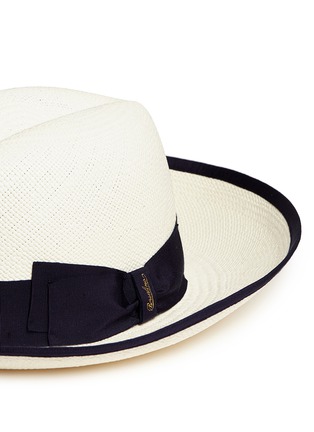 Detail View - Click To Enlarge - BORSALINO - 'Claudette' grosgrain bow straw Panama hat