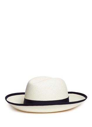 Figure View - Click To Enlarge - BORSALINO - 'Claudette' grosgrain bow straw Panama hat