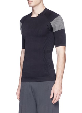 Front View - Click To Enlarge - ADIDAS DAY ONE - Jacquard panel compression performance T-shirt