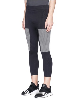 Front View - Click To Enlarge - ADIDAS DAY ONE - Jacquard panel cropped compression performance leggings