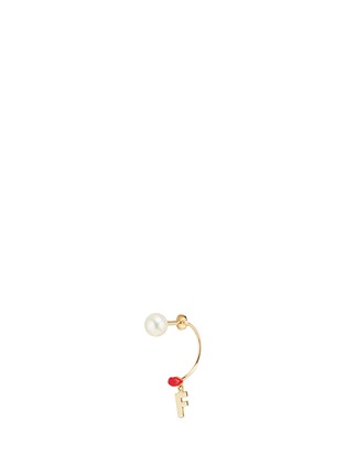 Main View - Click To Enlarge - DELFINA DELETTREZ - 'ABC Micro Lips Piercing' freshwater pearl 18k yellow gold single earring – F