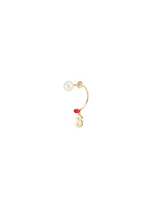 Main View - Click To Enlarge - DELFINA DELETTREZ - 'ABC Micro Lips Piercing' freshwater pearl 18k yellow gold single earring – S