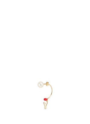 Main View - Click To Enlarge - DELFINA DELETTREZ - ABC Micro Lips Piercing' freshwater pearl 18k yellow gold single earring – Y