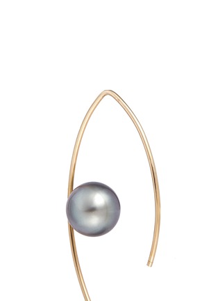 Detail View - Click To Enlarge - MIZUKI - Small Tahitian pearl 14k gold marquise hoop earrings