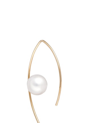 Detail View - Click To Enlarge - MIZUKI - Small Tahitian pearl 14k gold marquise hoop earrings