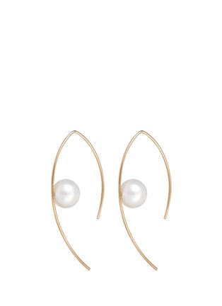 Main View - Click To Enlarge - MIZUKI - Small Tahitian pearl 14k gold marquise hoop earrings