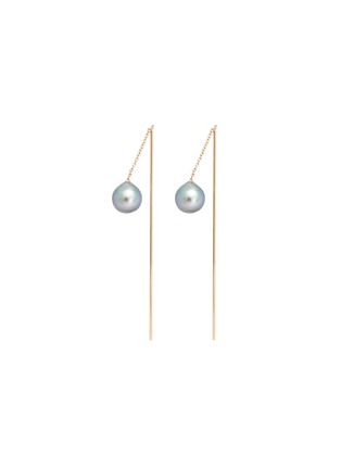 Main View - Click To Enlarge - MIZUKI - Tahitian pearl 14k gold thread through bar earrings