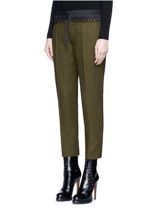Front View - Click To Enlarge - HAIDER ACKERMANN - Lace-up waist cropped wool pants