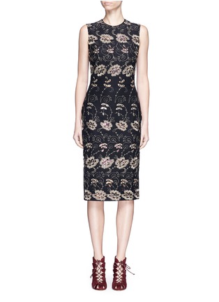 Main View - Click To Enlarge - GIVENCHY - Metallic floral embroidered silk sleeveless dress
