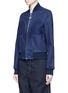 Front View - Click To Enlarge - STELLA MCCARTNEY - Lace insert denim bomber jacket