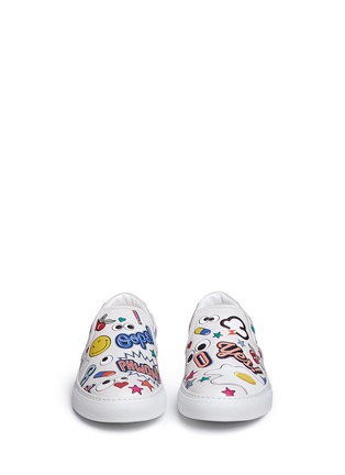 Front View - Click To Enlarge - ANYA HINDMARCH - 'All Over Sticker Skater' embossed leather slip-ons