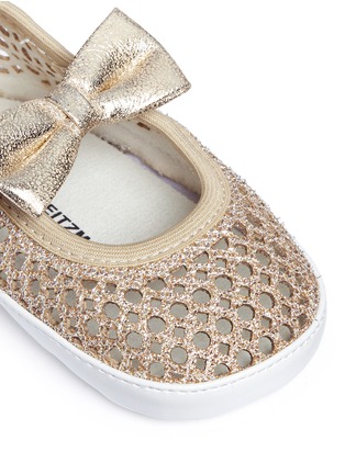 Detail View - Click To Enlarge - STUART WEITZMAN - 'Baby Layla' perforated glitter infant ballerinas