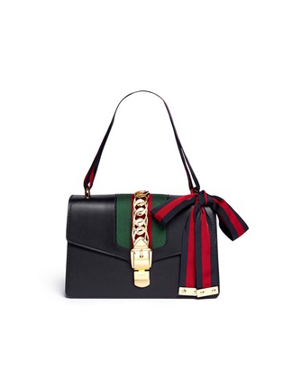 Main View - Click To Enlarge - GUCCI - 'Sylvie' small leather chain Web shoulder bag