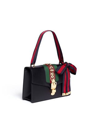 Figure View - Click To Enlarge - GUCCI - 'Sylvie' small leather chain Web shoulder bag