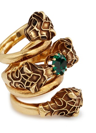Detail View - Click To Enlarge - GUCCI - Tiger head double wrap coil ring