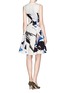 Back View - Click To Enlarge - MO&CO. EDITION 10 - Crane print flare neoprene dress