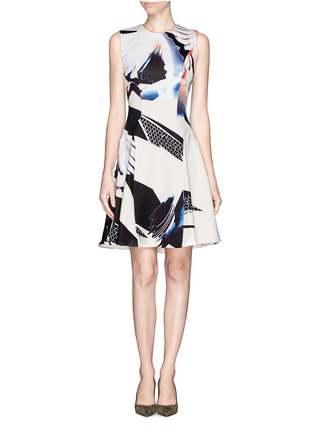 Main View - Click To Enlarge - MO&CO. EDITION 10 - Crane print flare neoprene dress