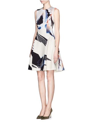 Figure View - Click To Enlarge - MO&CO. EDITION 10 - Crane print flare neoprene dress