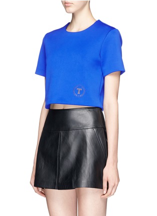Front View - Click To Enlarge - T BY ALEXANDER WANG - Logo print cropped neoprene T-shirt