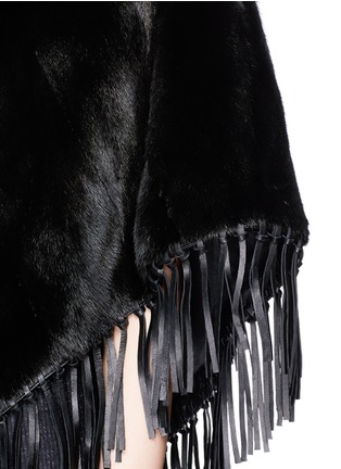 Detail View - Click To Enlarge - YVES SALOMON - Fringe leather trim mink fur cape