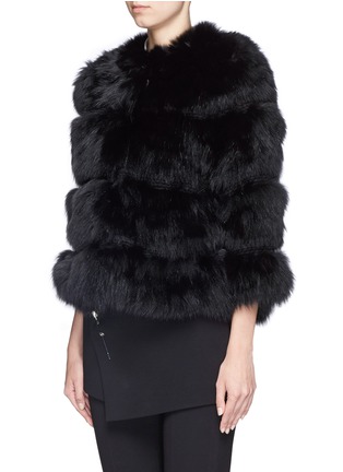 Front View - Click To Enlarge - YVES SALOMON - Wool knit panel fox fur jacket