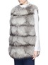 Front View - Click To Enlarge - YVES SALOMON - Fox fur suede gilet