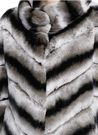 Detail View - Click To Enlarge - YVES SALOMON - Suede stripe rabbit fur jacket