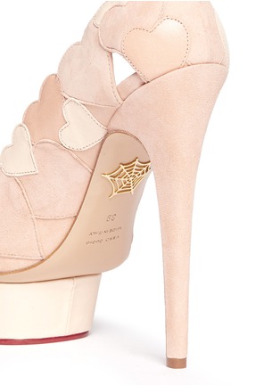 Detail View - Click To Enlarge - CHARLOTTE OLYMPIA - 'Love Me' suede heart appliqué pumps