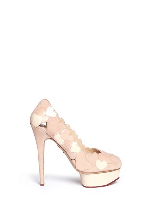 Main View - Click To Enlarge - CHARLOTTE OLYMPIA - 'Love Me' suede heart appliqué pumps