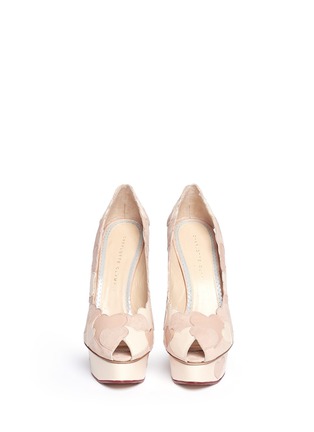Figure View - Click To Enlarge - CHARLOTTE OLYMPIA - 'Love Me' suede heart appliqué pumps