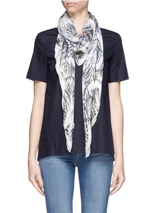 Figure View - Click To Enlarge - ANNA CORONEO - Palm leaf print silk chiffon scarf