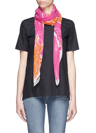 Figure View - Click To Enlarge - ANNA CORONEO - Giraffe print silk chiffon scarf