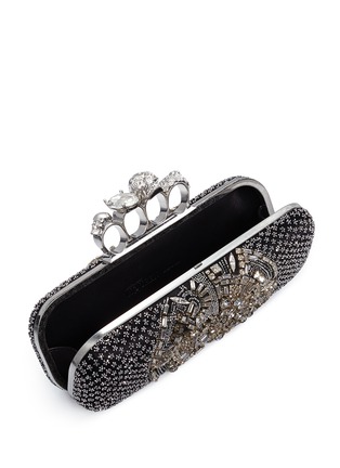 Detail View - Click To Enlarge - ALEXANDER MCQUEEN - Crystal satin long knuckle box clutch