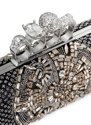 Detail View - Click To Enlarge - ALEXANDER MCQUEEN - Crystal satin long knuckle box clutch