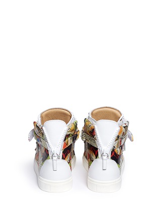 Back View - Click To Enlarge - 73426 - 'London' comic strip print leather high top sneakers