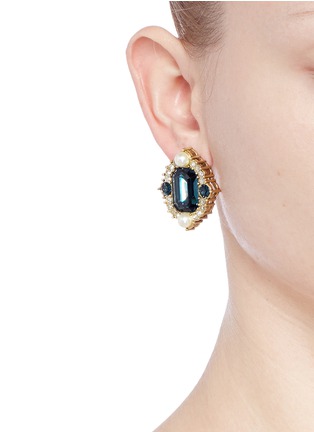 Figure View - Click To Enlarge - ST. JOHN - 'Ornate' Swarovski crystal pearl pavé earrings