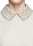 Detail View - Click To Enlarge - ST. JOHN - Pearl bead collar glitter knit dress
