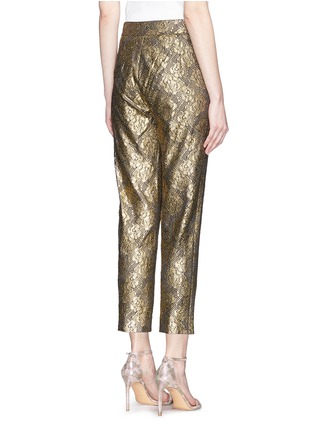 Back View - Click To Enlarge - ST. JOHN - 'Emma' metallic floral lace cropped pants
