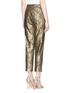 Back View - Click To Enlarge - ST. JOHN - 'Emma' metallic floral lace cropped pants
