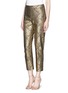 Front View - Click To Enlarge - ST. JOHN - 'Emma' metallic floral lace cropped pants
