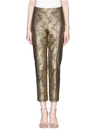 Main View - Click To Enlarge - ST. JOHN - 'Emma' metallic floral lace cropped pants