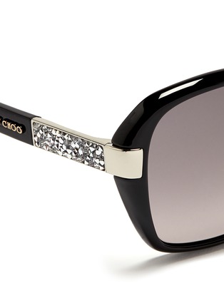 Detail View - Click To Enlarge - JIMMY CHOO - 'Alana' crystal temple acetate sunglasses