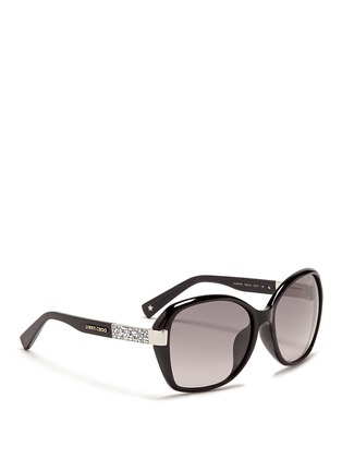Figure View - Click To Enlarge - JIMMY CHOO - 'Alana' crystal temple acetate sunglasses