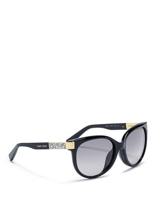 Figure View - Click To Enlarge - JIMMY CHOO - 'Erin' crystal temple acetate sunglasses