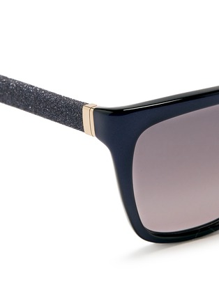 Detail View - Click To Enlarge - JIMMY CHOO - 'Cora' glitter temple acetate sunglasses