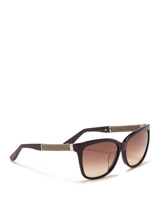 Figure View - Click To Enlarge - JIMMY CHOO - 'Cora' glitter temple acetate sunglasses
