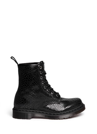 Main View - Click To Enlarge - DR. MARTENS - 'Hi Shine Snake' python print leather boots